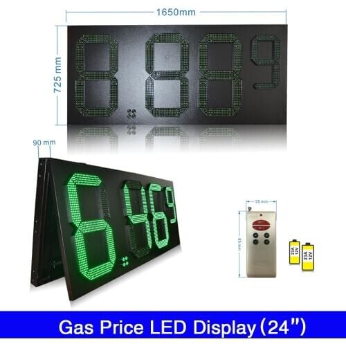Custom made 24''inch Gas Price Station LED display Green Color Advertise Gas Stations 7 Segment LED Gas Price Board