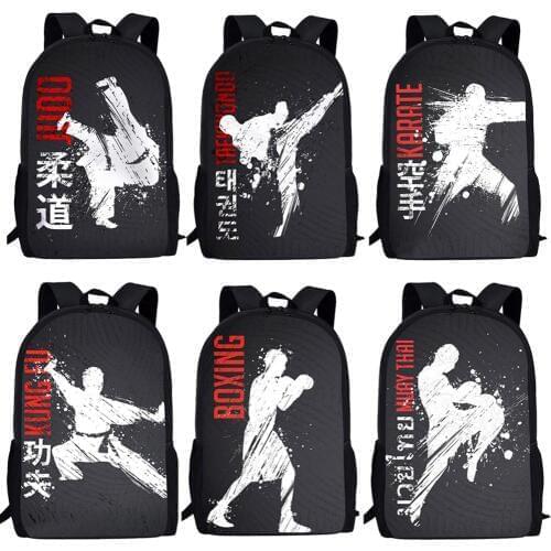 Jackherelook Cool Martial Arts JUDO Printing School Bags For Boys Girls 3D Karate/Taekwondo Kids School Supplies Student Bookbag