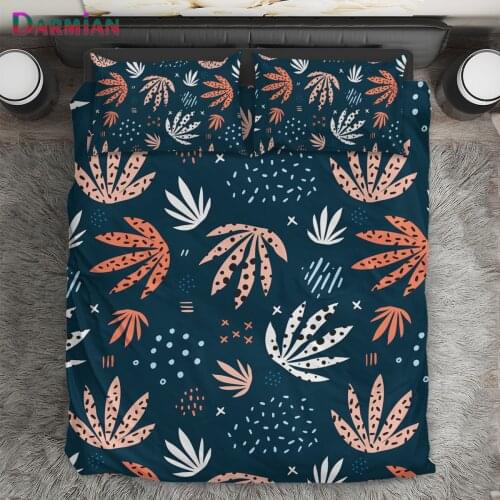 DARMIAN Home Textile Polyester Duvet Cover Set Colorful Maple Leaf Printed Soft Duvet Cover Pillowcase Simple Style Bedding Set