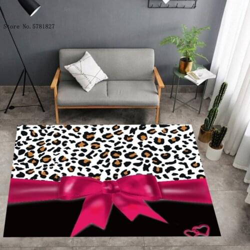 Leopard Bow Carpet 3D Print Colorful Cartoon Floor Rug Entrance Outdoor Carpet For Children Home Textile Baby Play Floor Rug