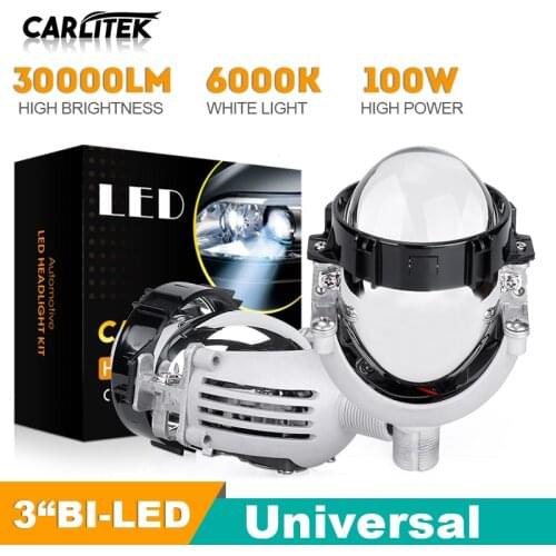 Carlitek Bi-LED Projector Headlight Lenses 3.0 inch 70W 9005 9006 H1 H4 H7 High Low Beam Lens LED Running Lights For Car Bulb XQ