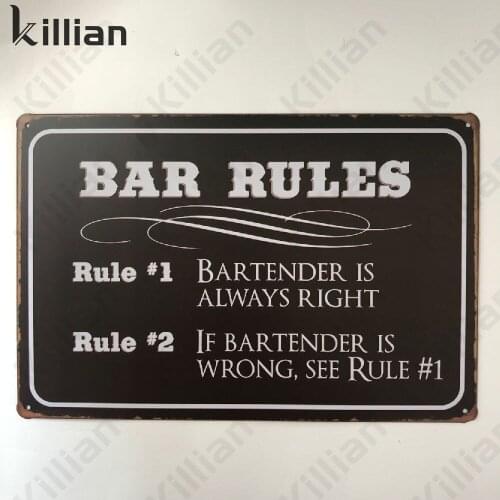 Vintage Text Metal Plaque Decor Bar Rules Metal Plate Tin Sign Metal Painting Metal Poster Bar Club Home Metal Decoration