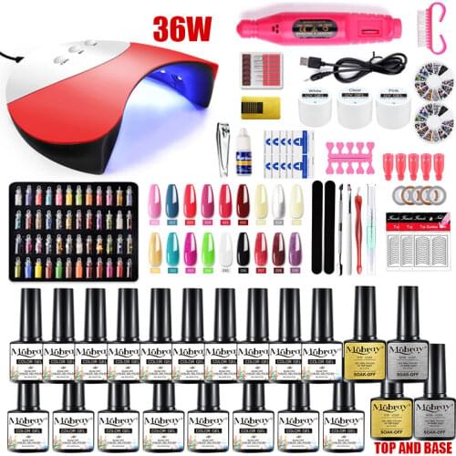 Mobray 8ML Gel Nail Polish Set Manicures Set Nail Art Design Tool Kit with 36/54W Nail Lamp Nail Dryer Set Gel Varnish Set Kit