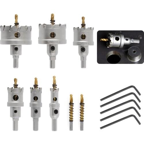 8pcs TCT Hole Saw Kit 16-60mm Center Drill Bit Hole Saw Bits Tungsten Carbide for Hard Metal Stainless Steel Iron Wood Plastic