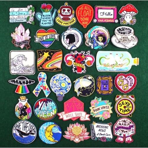 DIY Wilderness Patch On Clothes Iron On Embroidered Patches For Clothing Cartoon Letter Patches For Kid Clothes Applique Sticker