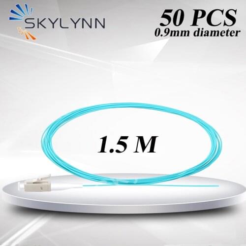 Low Loss 50 PCS LC/UPC MM OM3 50/125 0.9mm Cable 1.5 Meter Aqua LSZH Jacket Fiber Optic Pigtails For Splicing