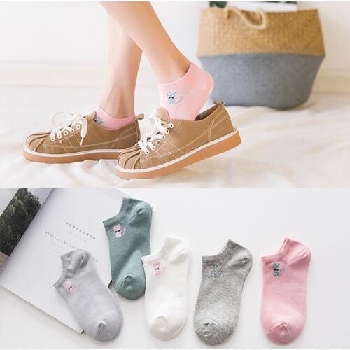 10 pieces = 5 pairs Spring and summer Japanese cartoon cotton socks female socks women socks slipper, Comfortable and low price