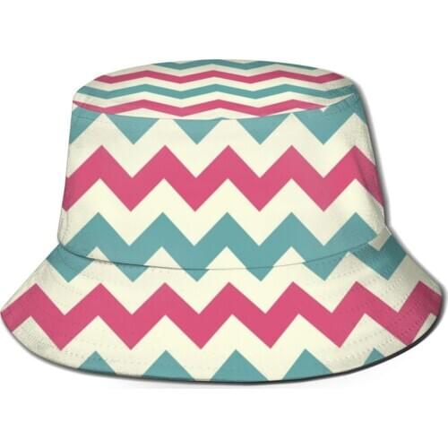 CINESSD Bucket Hat Unisex Bob Caps Hip Hop Gorros Chevron Zig Zag Pattern Summer Panama Cap Beach Sun Fishing Hat