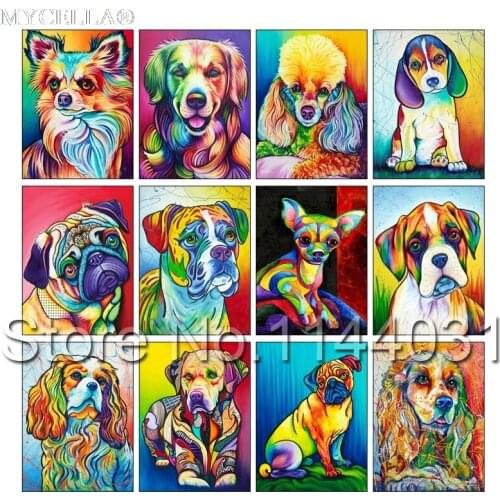 Full Diamond Embroidery 5D Diy Diamond Painting Animal Color Dog Diamond Painting Cross Stitch Rhinestone Home Decoration Mosaic