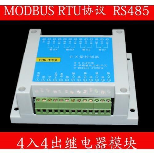 MODBUS RTU Protocol 4 Input and Output Control Relay Module RS485 Switch Input and Output PLC Module