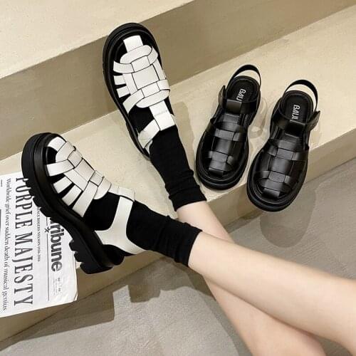Fashion Thick-soled Roman Sandals Women Summer New Woven Casual Sandals Sports Daddy Explosion Models Roman Womens Shoes Black