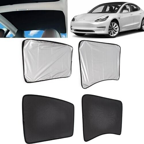 For Tesla Model 3 2017 2018 2019 Car Front Rear SunShade Mesh Sunroof Sun Shade Skylight Curtain Cover 4Pcs/Set