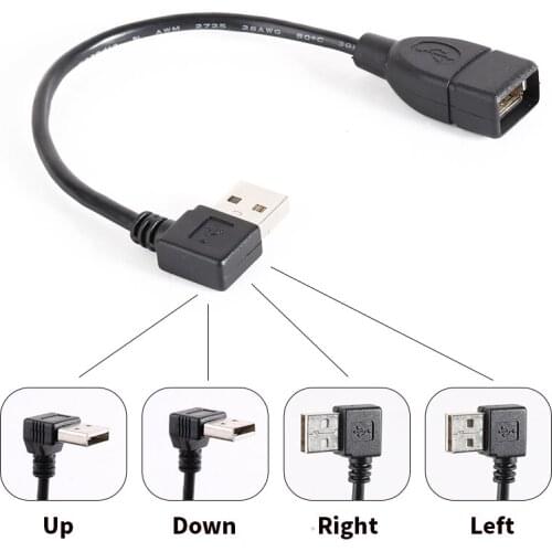 USB A Female to Male USB 2.0 Up/Down/Left/Right 90 Degree Angle Adapter Cable AM/AF USB Extension Cable 0.2M