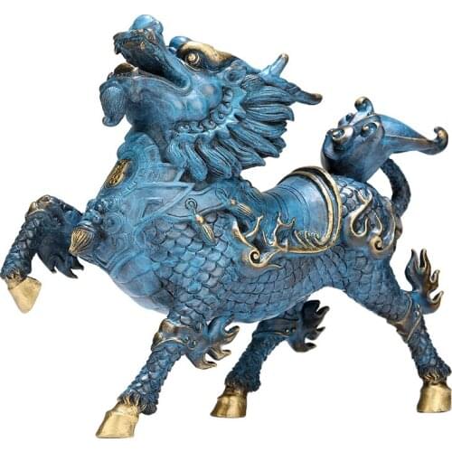 Decoration Lucky Copper Unicorn Pair Of Male And Female Pure Home Feng Shui Opening Craft Gift Decor