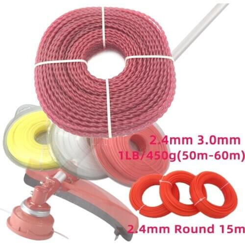 2.4mm & 3.0mm Trimmer Brushcutter Head Saw Line For 20cc 23cc 25cc 30cc 35cc Grass Strimmer Universal Nylon Rope Random Color