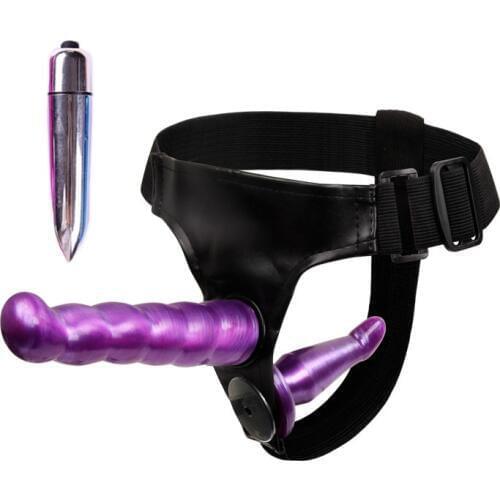 Bullet Vibrator Double Dildo Strapon Adult Sex Toy for Women Ultra Elastic Harness Strap on Dildo Lesbian Couples Sex Products