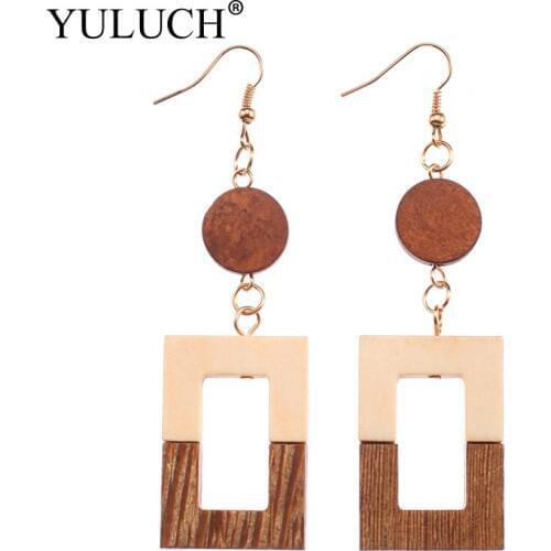 YULUCH Natural African Wood hit color Beautiful Trendy Irregular Round Earrings Best Quanlity Young Wome/Ladies earring Jewelry