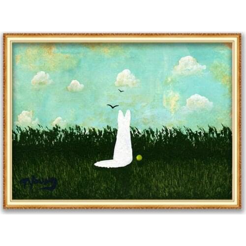 Animal German Shepherd DIY 11CT Embroidery Cross Stitch Kits Craft Needlework Set Printed Canvas Cotton Thread Home Decoration