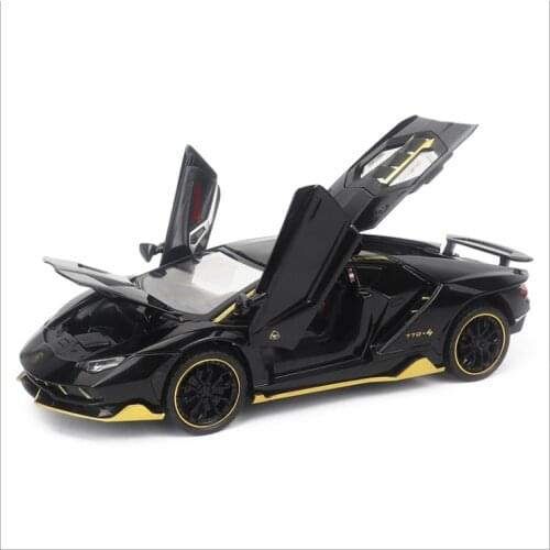 1: 24 lambo 770 Gini sports car model simulation alloy childrens toy car model childrens toy car model birthday gift black ar