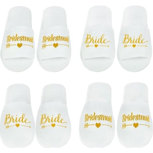 1 Pair Bride Shower Bride To Be Soft Slippers Bridesmaid Spa Wedding Decoration Hen Party Spa Cute Slippers Ladies Party Gifts