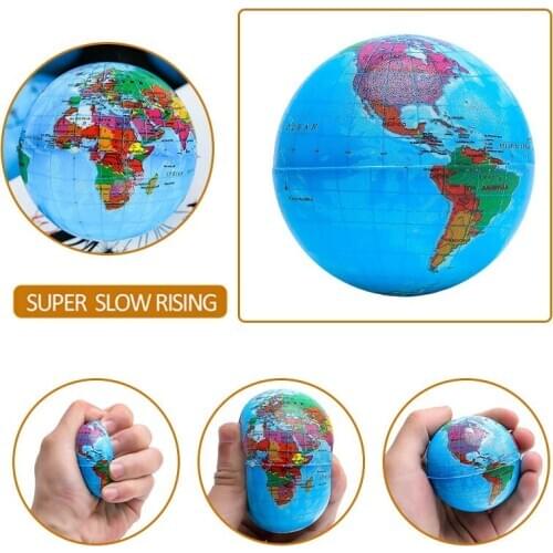 1pcs 63mm Earth Ball Toys for Children Foam globe Anti Stress Relief World Map Ball Atlas Globe Palm Ball Planet