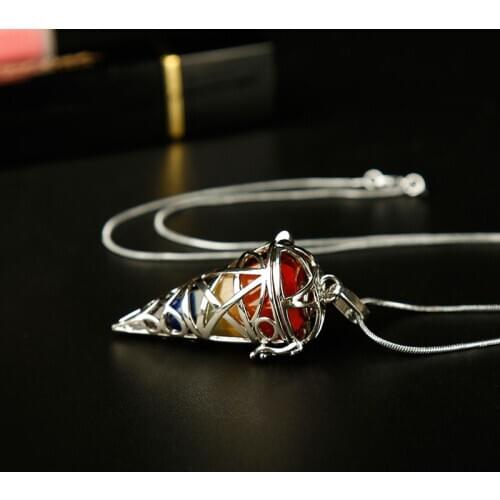 1PC Delicate colourful natural stones and crystal minerals pendulum metal cone pyramid pendulum home decoration aura jewelry