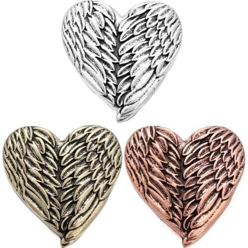 10pcs/lot 2018 New Snap Jewelry Angel Wings Love Heart Metal 18mm Snap Buttons Fit Snap Bracelet Necklace Valentines Day Gift