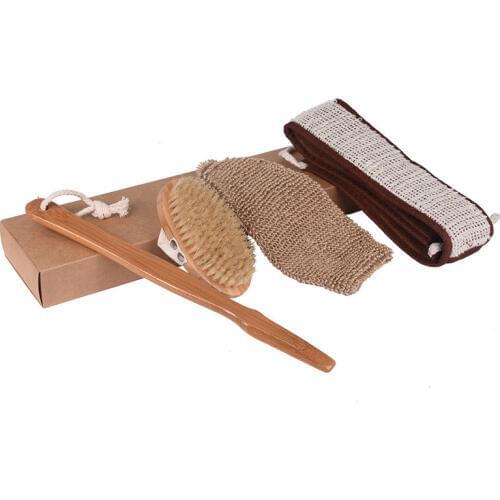 2021 Hot Sale Upscale Bathroom Bath Combination Kit High Quality Good Bath Brush Towel Set Natural Material Bath Body Cleaner