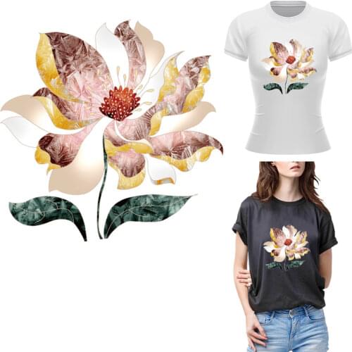 3D Flower Thermal Stickers Patch Appliqued Tops Heat Transfer Vinyl Fashion Diy Transfers For Clothing Iron On Parches Washable
