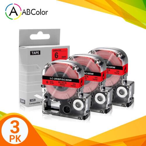 3PK SC6RW Tape For Epson SC6RW Black on Red Label Tape 6mm LK-2RBP for Epson King Jim LabelWork LW-300 LW-400 LW-700 label maker