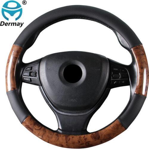 Car Steering Wheel Cover 4 Styles Wooden Style Non-slip Breathable Braid on the Steering wheel Auto Car Styling for Most Vehicle