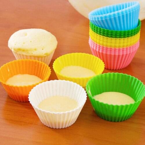 5pcs Silicone Cake Mold DIY Fondant Cake Decorating Tools Muffin Cupcake Pastry Baking Mould Handmade Soap Mold Color Random