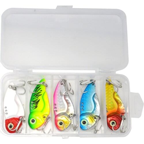 5PCS VIB Vibe Spoon Lure Metal Bait mixed Colors Freshwater Fishing Feather Tackle Artificial Lake 8/14/21g