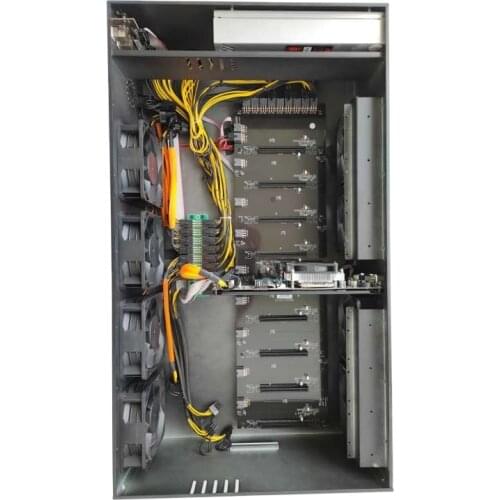 65mm 2021 Hot Selling 8 gpu miner case B85 case mining graphics card box Cooling fans with Power Supply gpu mining rig