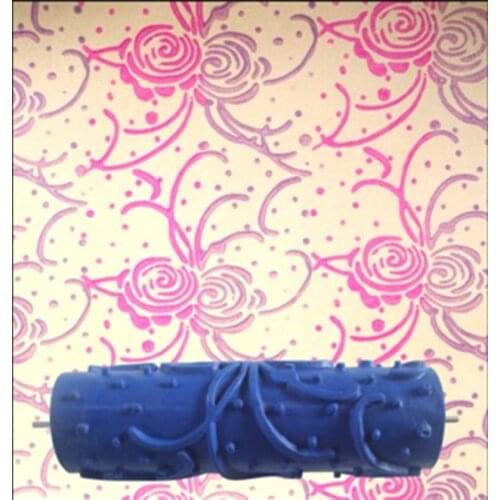 7 Inch 3D Rubber Wall Decorative Painting Roller, Patterned Roller Wall Decoration Tools Without Handle Grip, Rose Roller, 037C