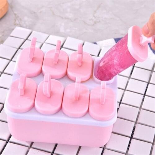 8 Hole Plastic Ice Cream Mold Popsicle Molds with Lid DIY Homemade Ice Lolly Mold Ice Cream Popsicle Ice Pop Maker Mould