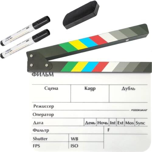 Acrylic Clapperboard Plastic Film Clapper Cutting Action Scene Caliper Board With 2 Pens + 1 Blackboard Eraser