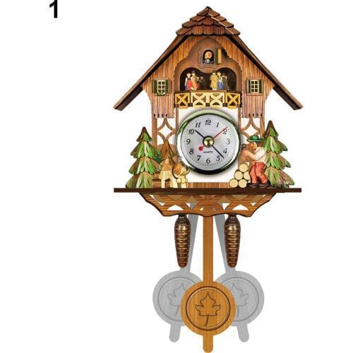 Antique Wooden Cuckoo Wall Clock Bird Time Bell Swing Alarm Watch Home Art Decor GQ999