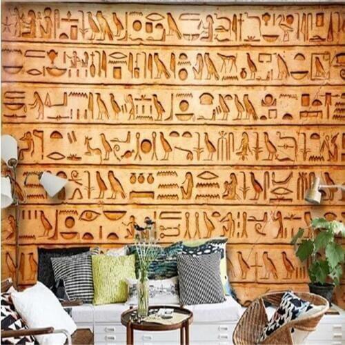 Beibehang Custom Nonwovens Wallpapers HD Egyptian Relief Mural Birds and TV Background Wall Decorative Paintings