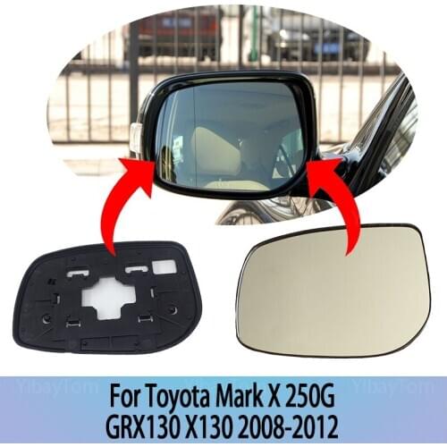 Heated Side Rearview Exterior Wide Angle Left & Right Rearview Mirror Glass for Toyota Mark X 250G GRX130 X130 2008-2012