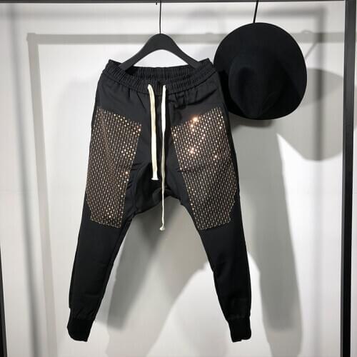 Owen Seak Men Casual Harem Pants Gothic High Street Wear Mens Clothing Sweatpants Hip Hop Spring Cross Black Pants