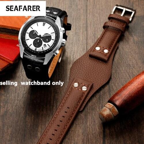 Leather Watch With Rivets For Foss Ch2564 Ch2565 Ch2891ch3051 Mans Watch With Pin Buckle Free Shipping