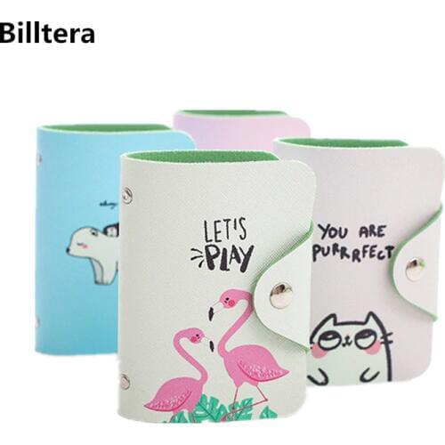 Women Leather Card Case Credit Card Holder Student Cute Cartoon ID Cards Wallet Passport Business Card Holder Book Protector