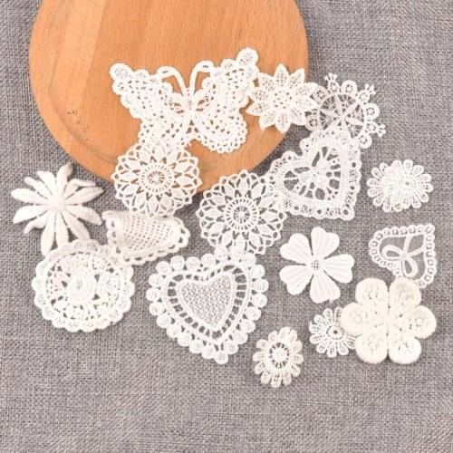 Sewing Decoration Flower White Lace Applique Mesh Trim For Sew On Guipure Lace Fabric Wedding Supplies