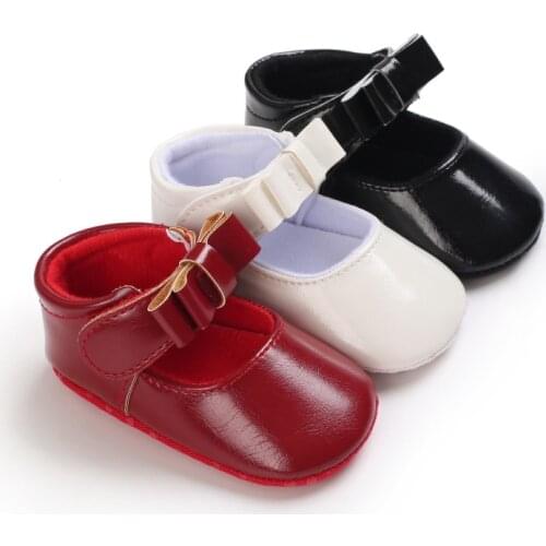 Spring Baby Girls Shoes Princess Bow First Walkers Toddler Infant Sneakers Newborn Autumn Soft Sole Non-Slip PU Leather Shoes