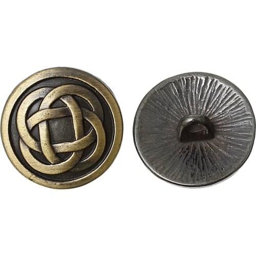 17mm Dia., 20PCsDoreenBeads Zinc Based Alloy Metal Buttons For Clothing Jeans Round Antique Silver Color Chinese Knot Carved