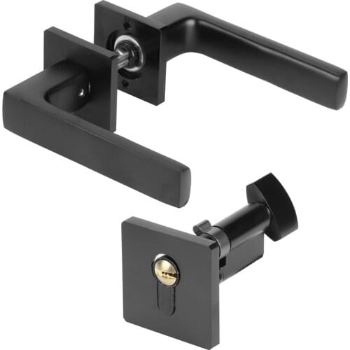 Door Handle Adjustable Simple Black Lock Cylinder Handle Set Keyed Locking Door Knob Mute Door Handle Set Accessory