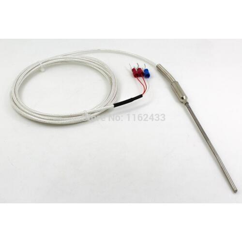 FTARP08 PT100 type 2m PTFE silver plated copper cable 100mm 316L stainless steel flexible probe RTD temperature sensor
