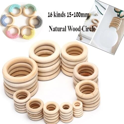 16 kinds Natural Wood Circle DIY Crafts For Jewelry Making Baby Teething Wooden Ring Kids Toy Ornaments Accessories