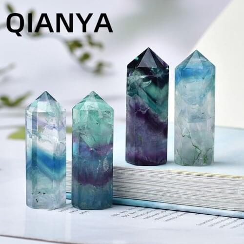 Beautiful Colorful Fluorite Point Column Crystal Gems Colorful Aura Mineral Stone Home Decoration Ornaments Diy Collectible Gift
